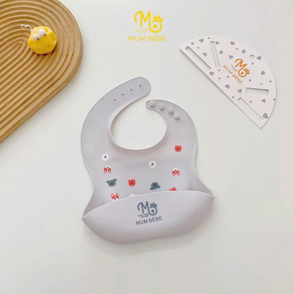 Yếm ăn dặm silicone có máng hứng Mum Bébé