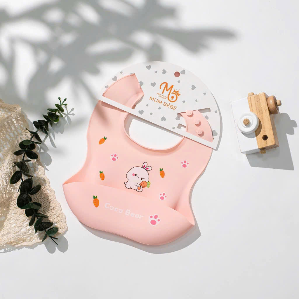 Yếm ăn dặm silicone có máng hứng Mum Bébé