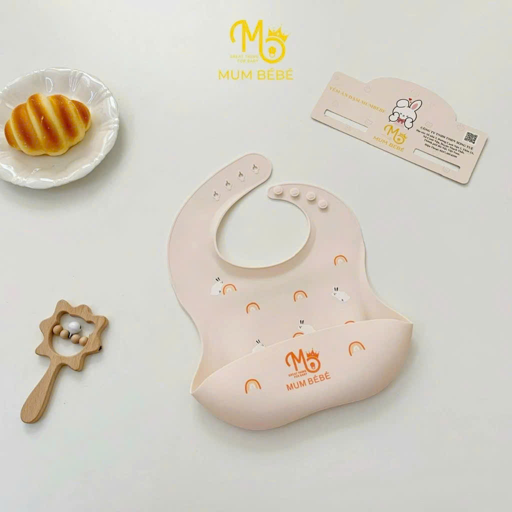 Yếm ăn dặm silicone có máng hứng Mum Bébé