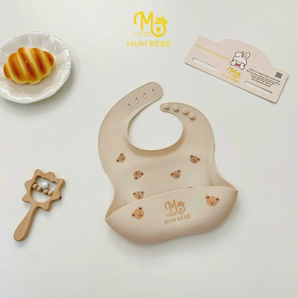 Yếm ăn dặm silicone có máng hứng Mum Bébé