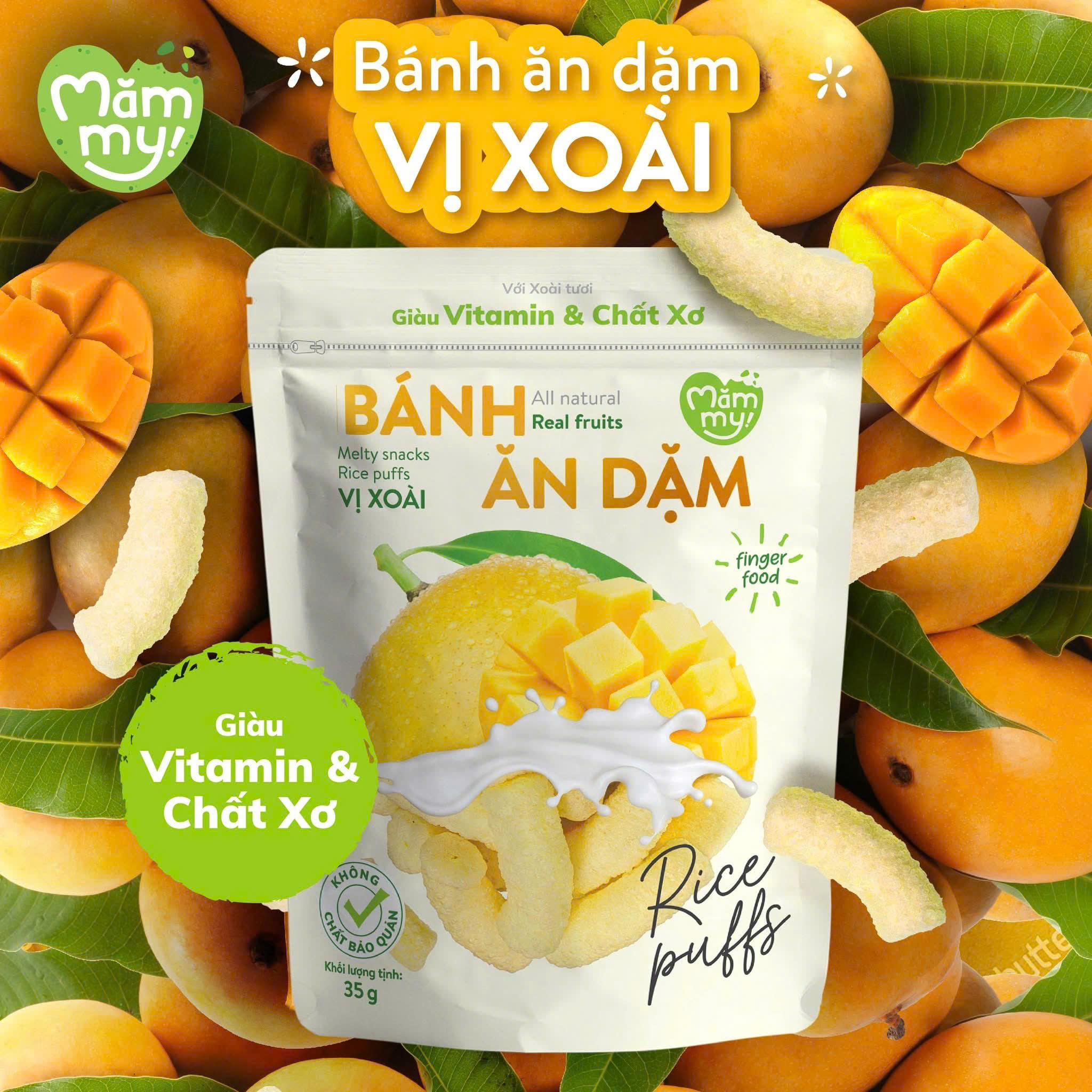 Bánh ăn dặm Mămmy vị xoài-25g (Bé từ 6 tháng)