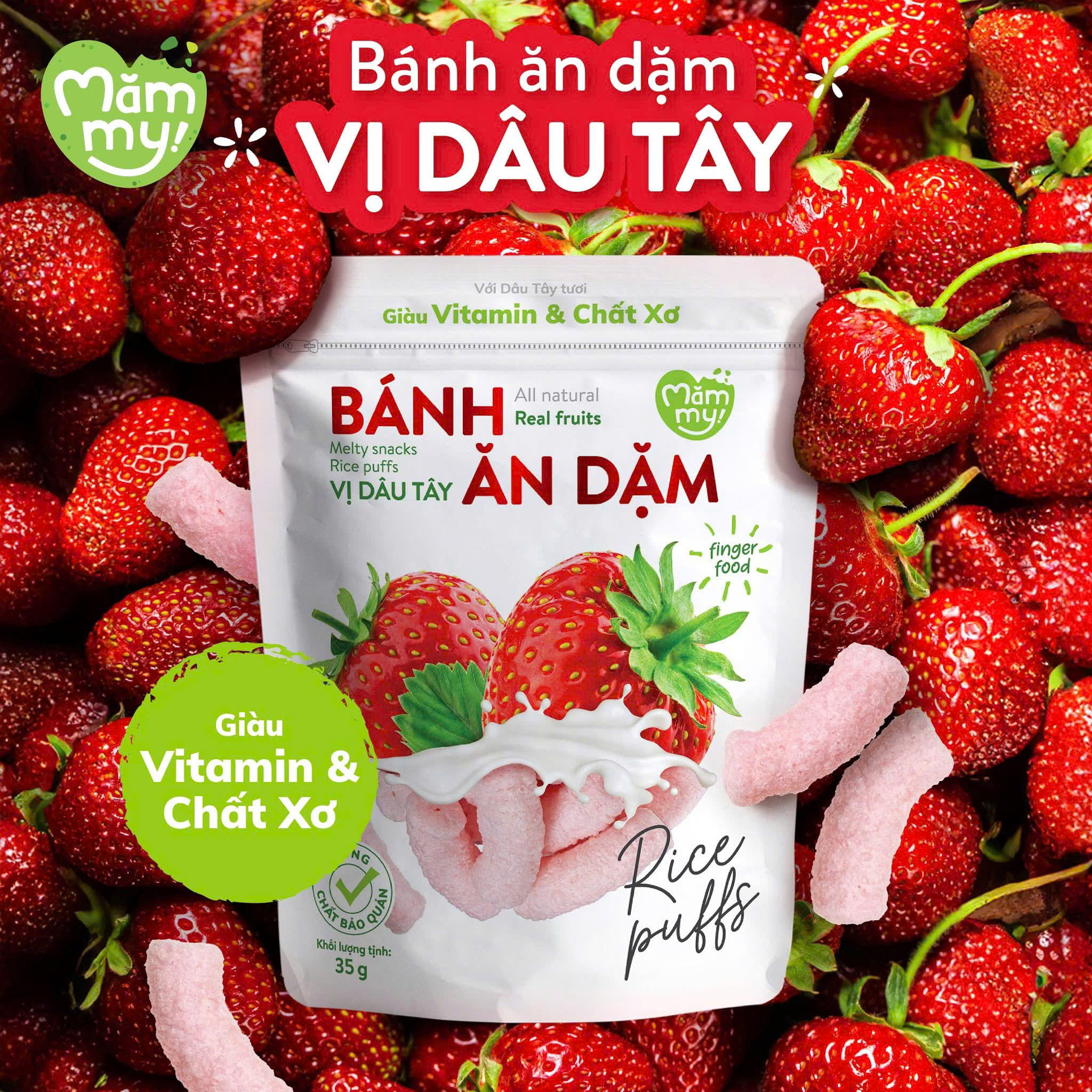 Bánh ăn dặm Mămmy vị dâu tây-25g (Bé từ 6 tháng)
