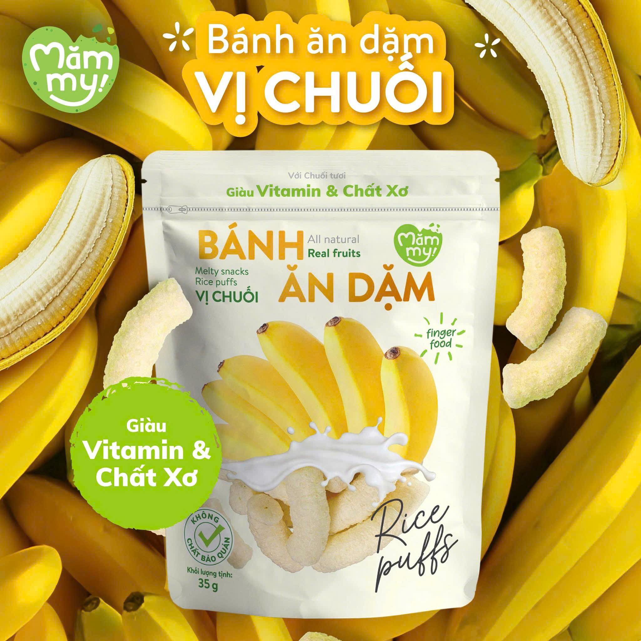 Bánh ăn dặm Mămmy vị chuối -25g (Bé từ 6 tháng)