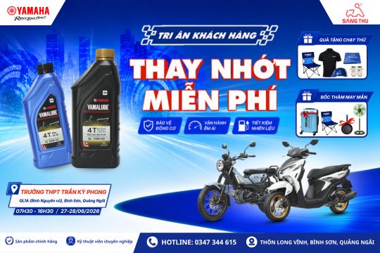 Tri Ân Khách Hàng – Thay Dầu Miễn Phí Cùng Yamaha Sáng Thu
