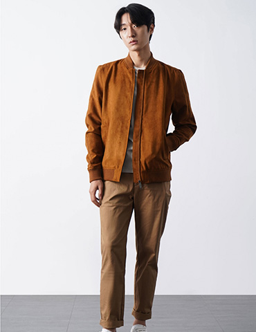Áo Khoác Bomber Da Lộn Regular