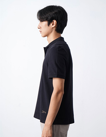 Áo Polo Basic Thêu Fitted Tay Ngắn Cổ Gập