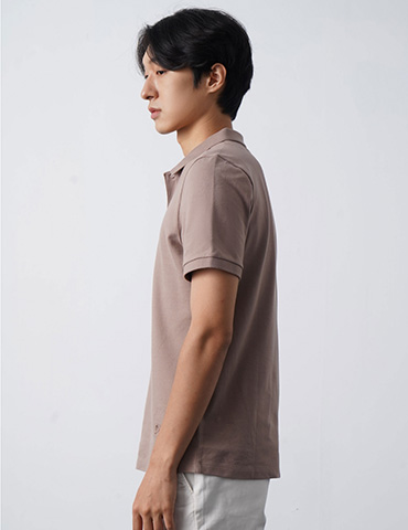 Áo Polo Basic Thêu Fitted Tay Ngắn Cổ Gập
