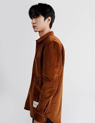 Áo Sơ Mi Corduroy Regular Sọc Trơn