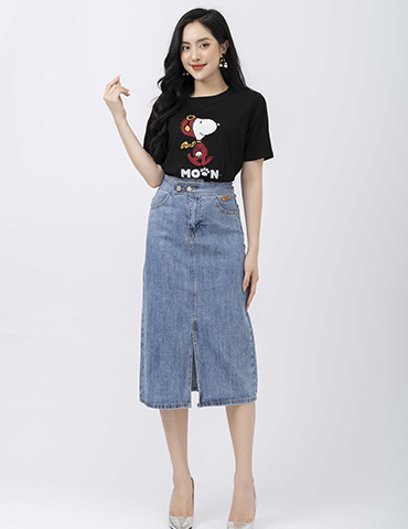 Áo cotton dáng suông free size in chữ Moon cách điệu