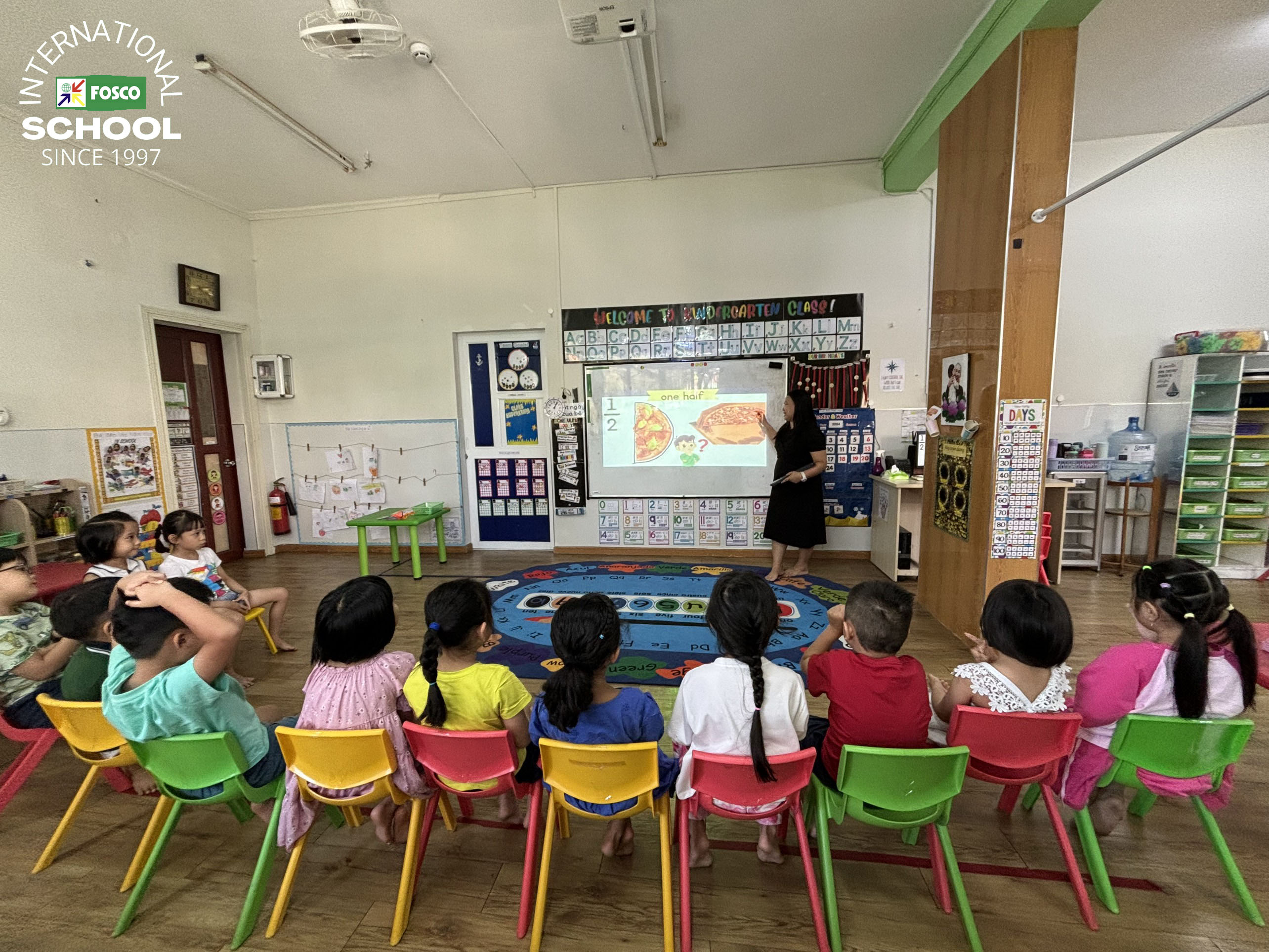 Đây là một bữa tiệc pizza toán học ở lớp Lá!