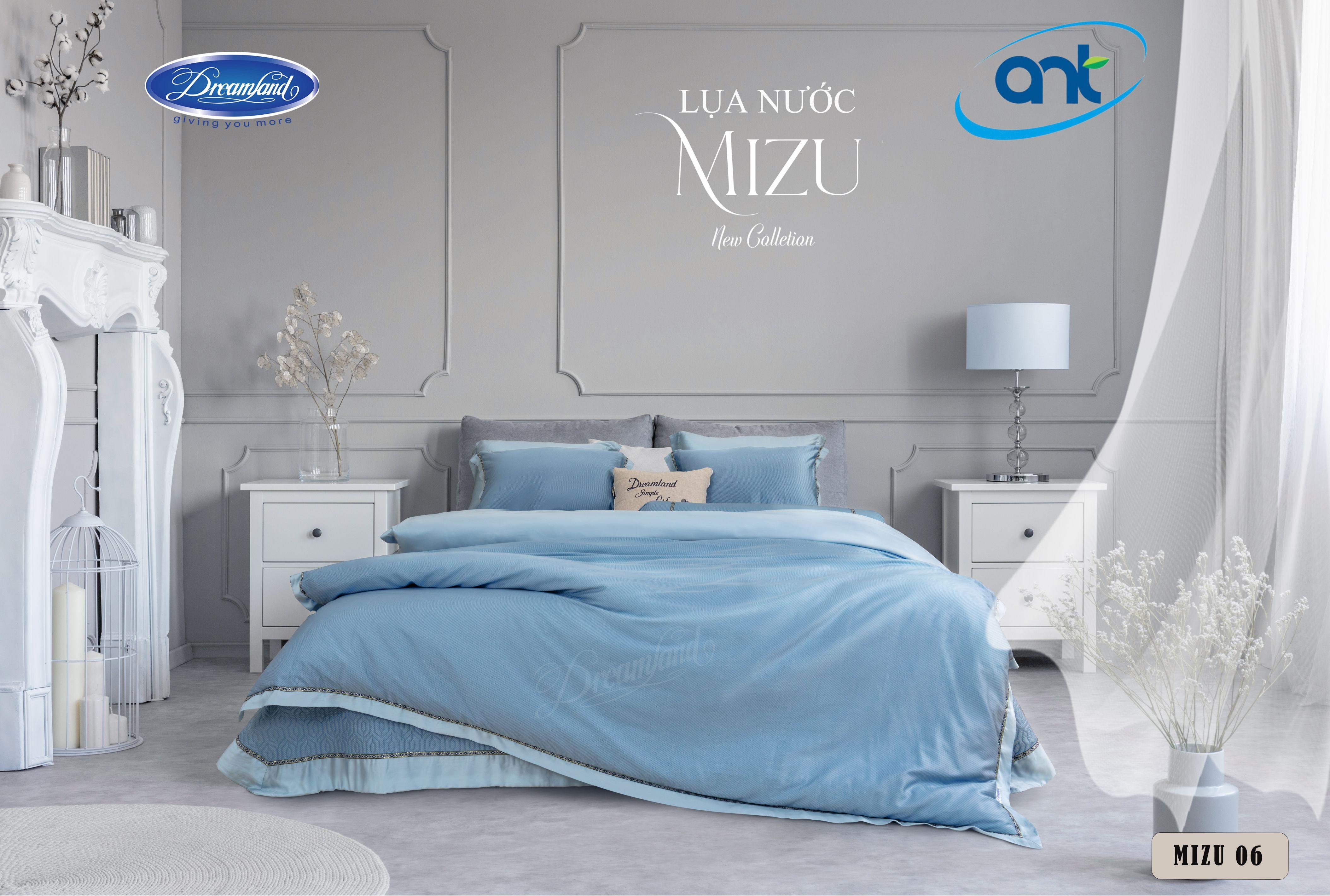 Bộ Chăn Ga Gối Tencel Lụa Nước MIZU06