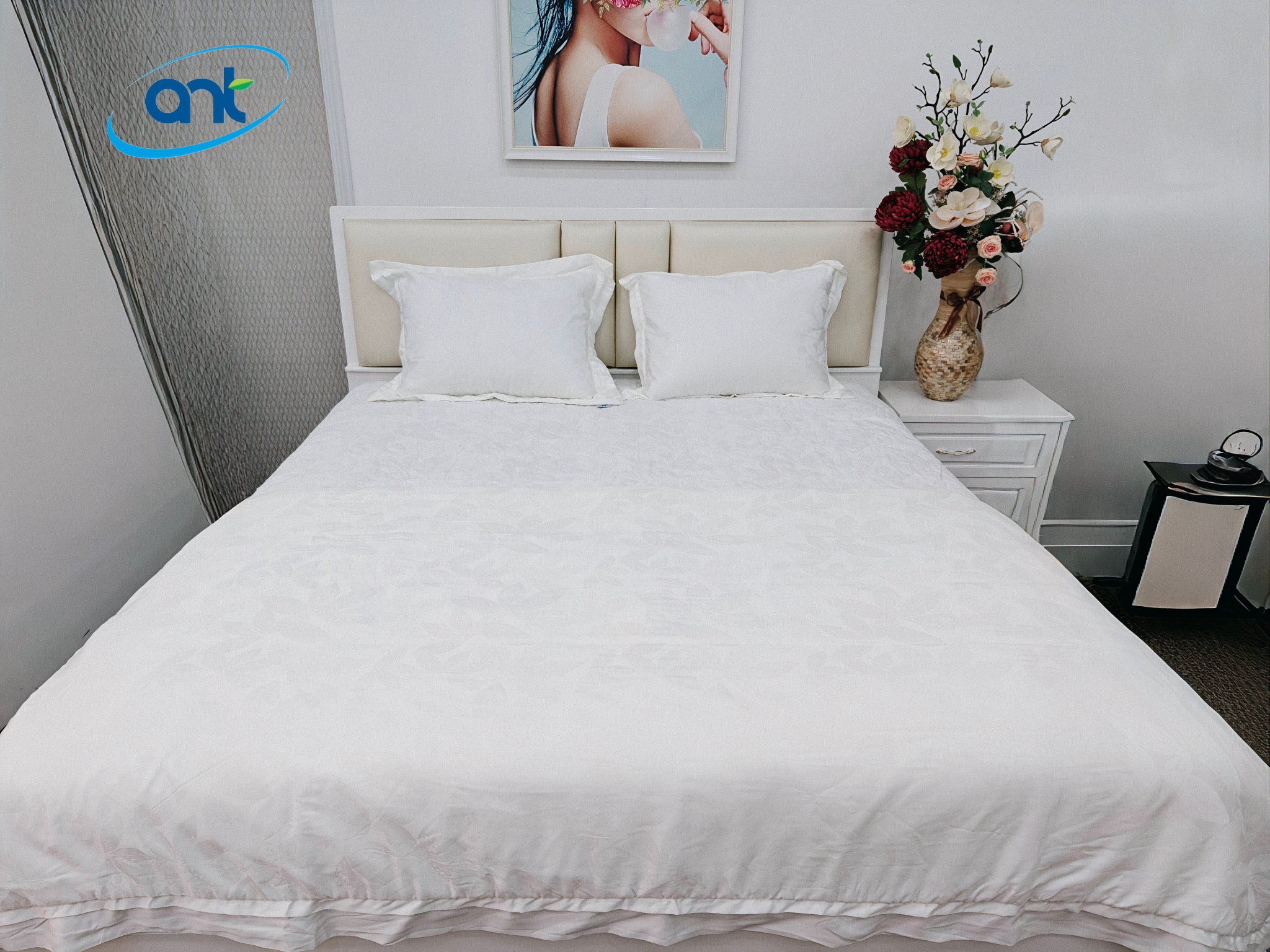 Bộ Chăn Ga Gối Ogarnic Tơ Tằm JQ08