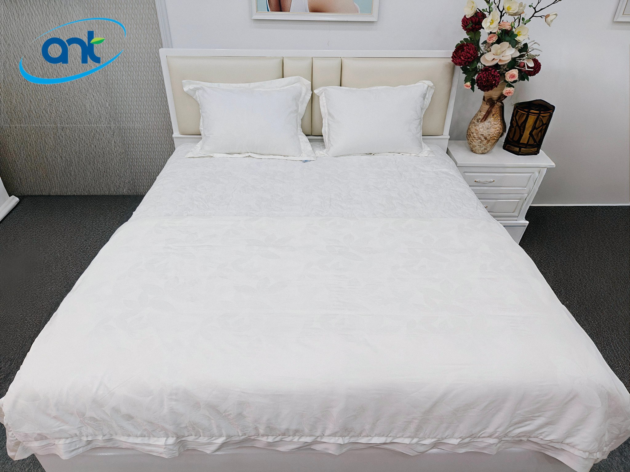 Bộ Chăn Ga Gối Ogarnic Tơ Tằm JQ08