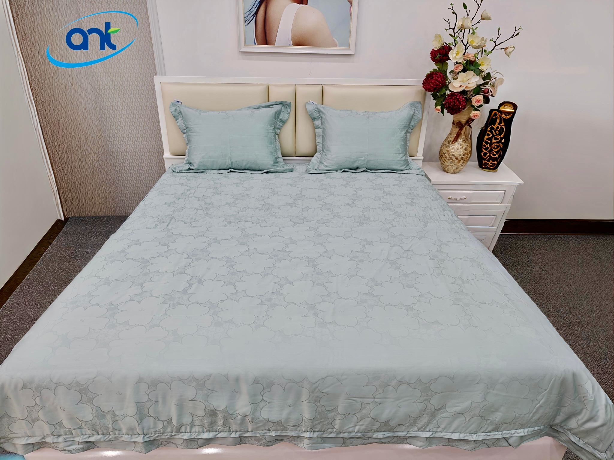 Bộ Chăn Ga Gối Ogarnic Tơ Tằm JQ03