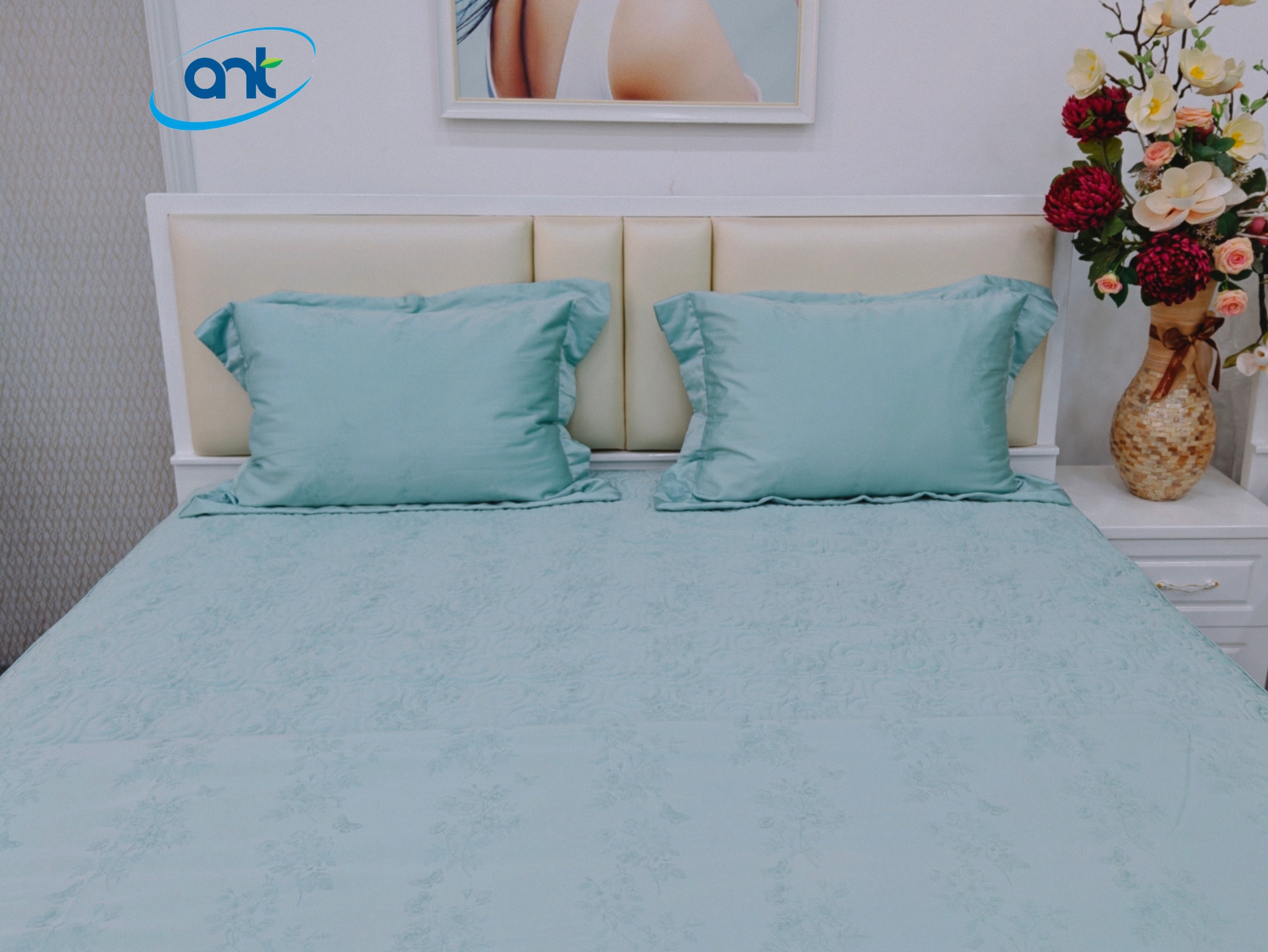 Bộ Chăn Ga Gối Ogarnic Tơ Tằm JQ09