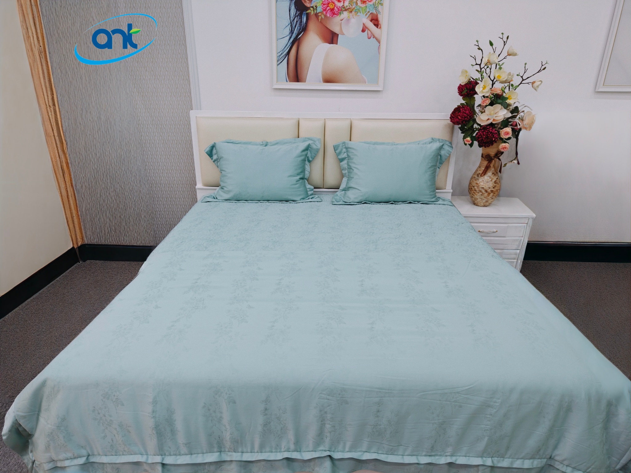 Bộ Chăn Ga Gối Ogarnic Tơ Tằm JQ09