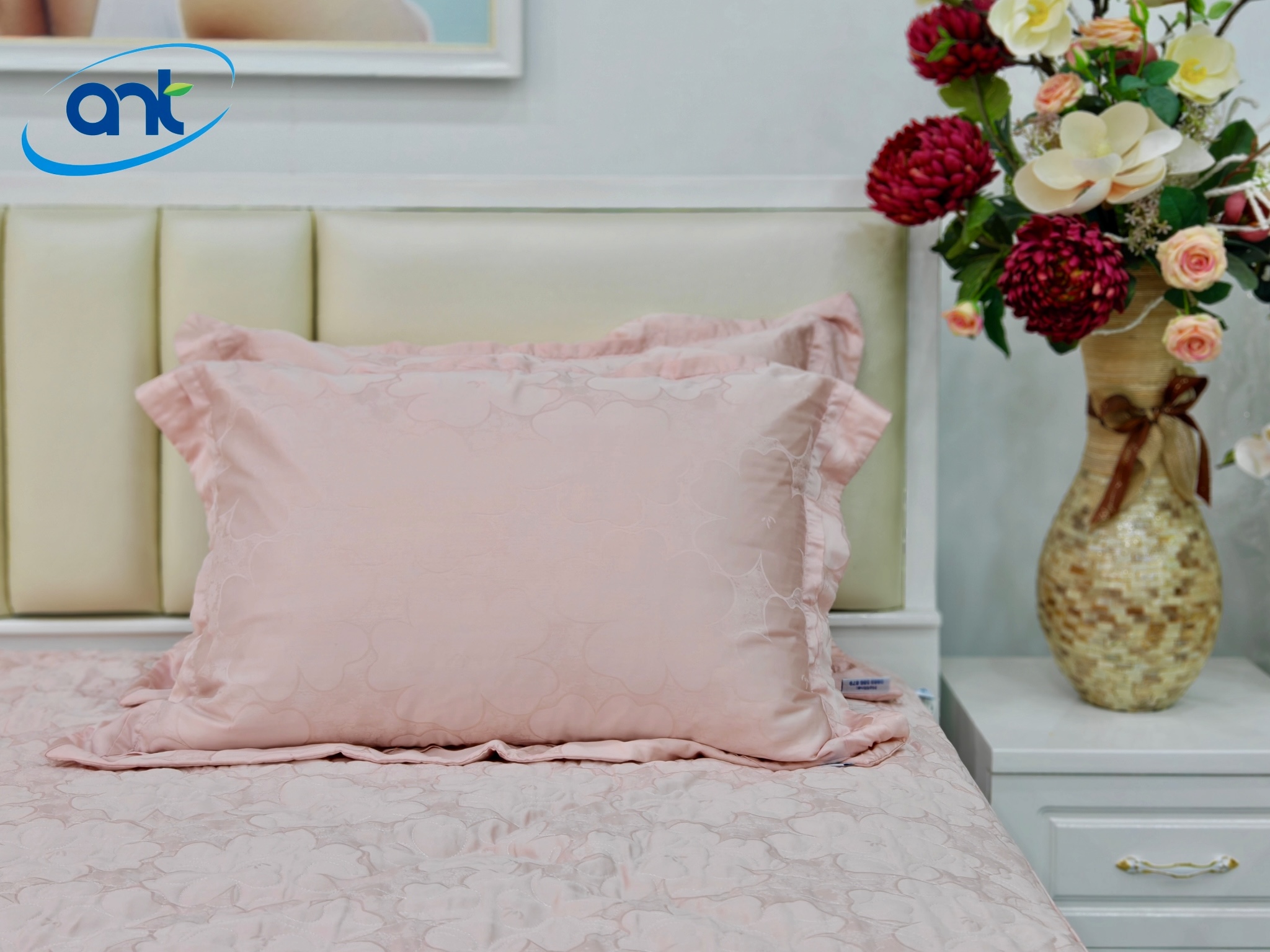 Bộ Chăn Ga Gối Ogarnic Tơ Tằm JQ02