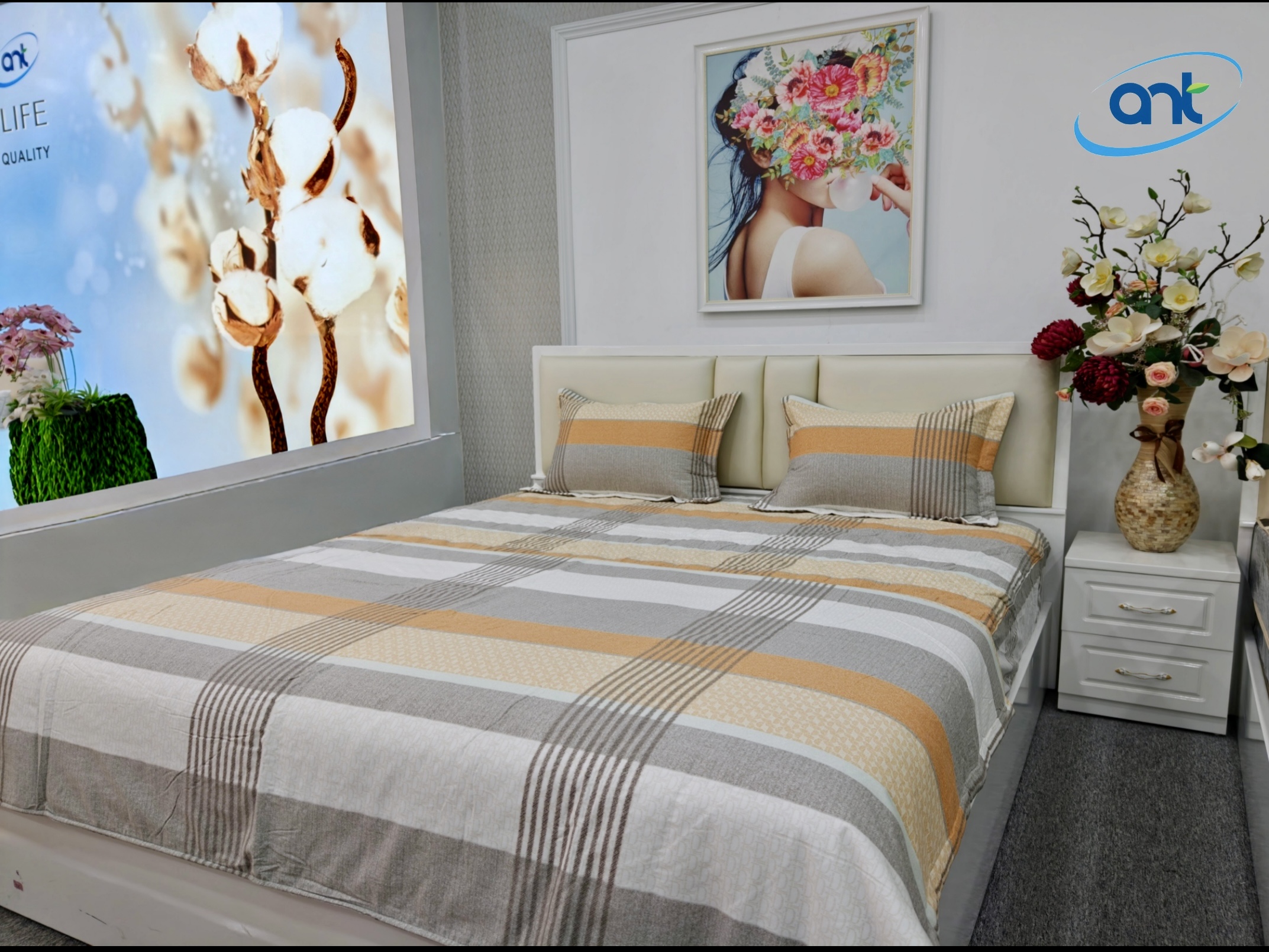 Bộ Chăn Ga Gối Cotton Nhung BC03