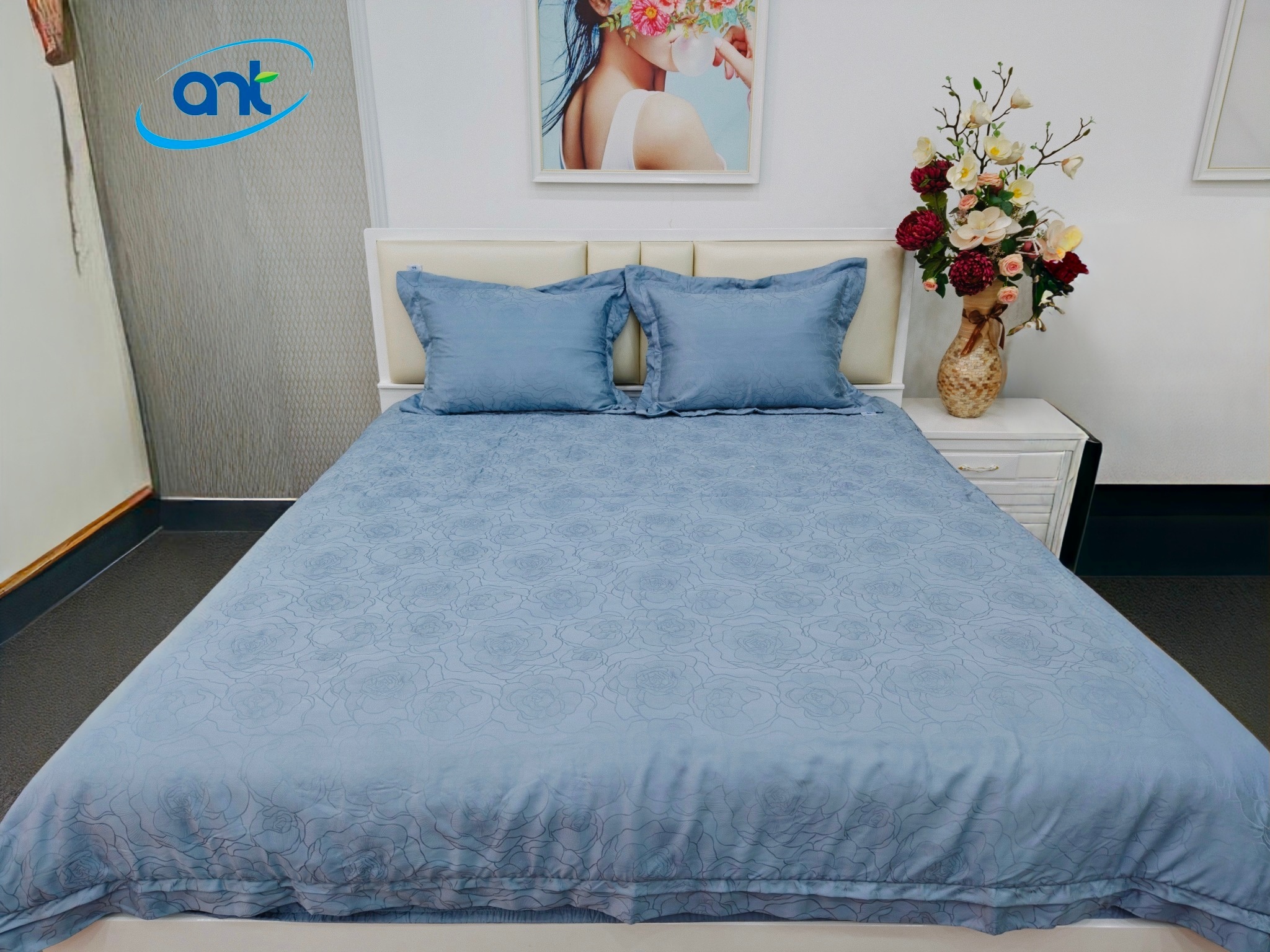 Bộ Chăn Ga Gối Ogarnic Tơ Tằm JQ01