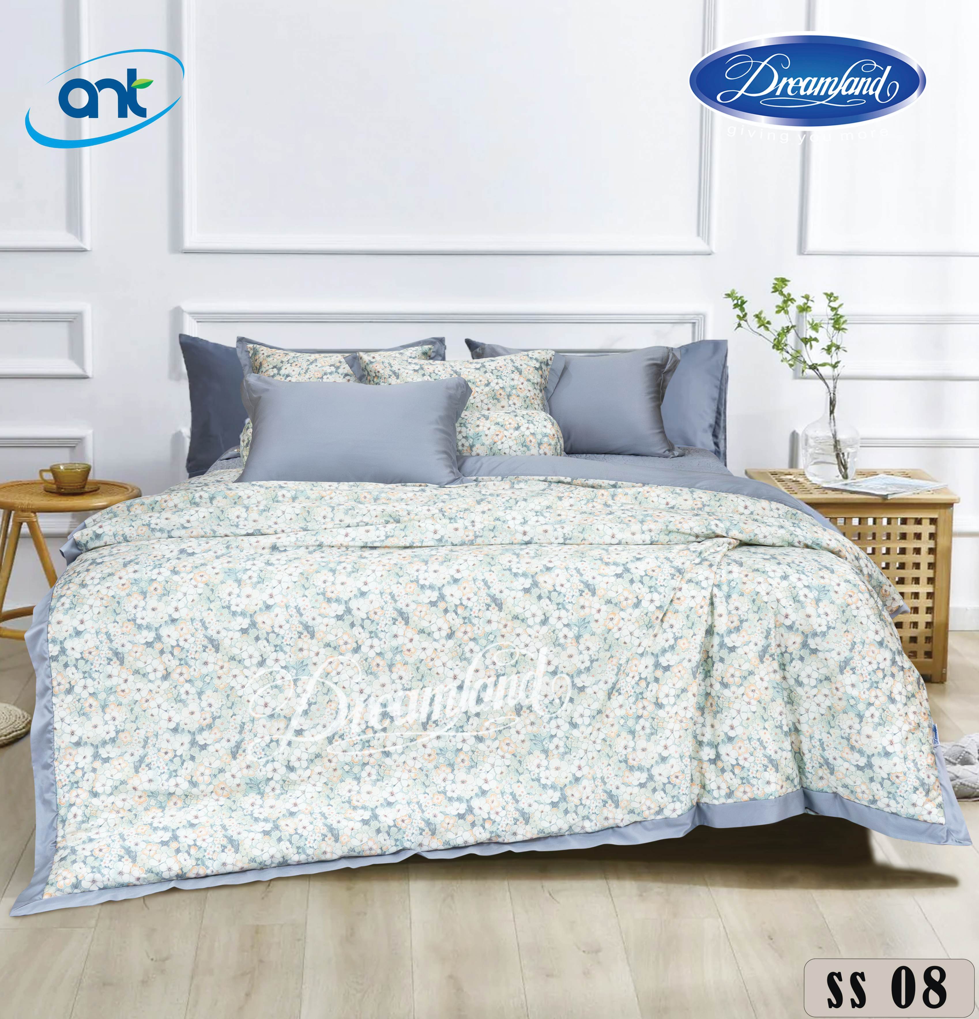 Bộ Chăn Ga Gối Ogarnic Tơ Tằm SS08