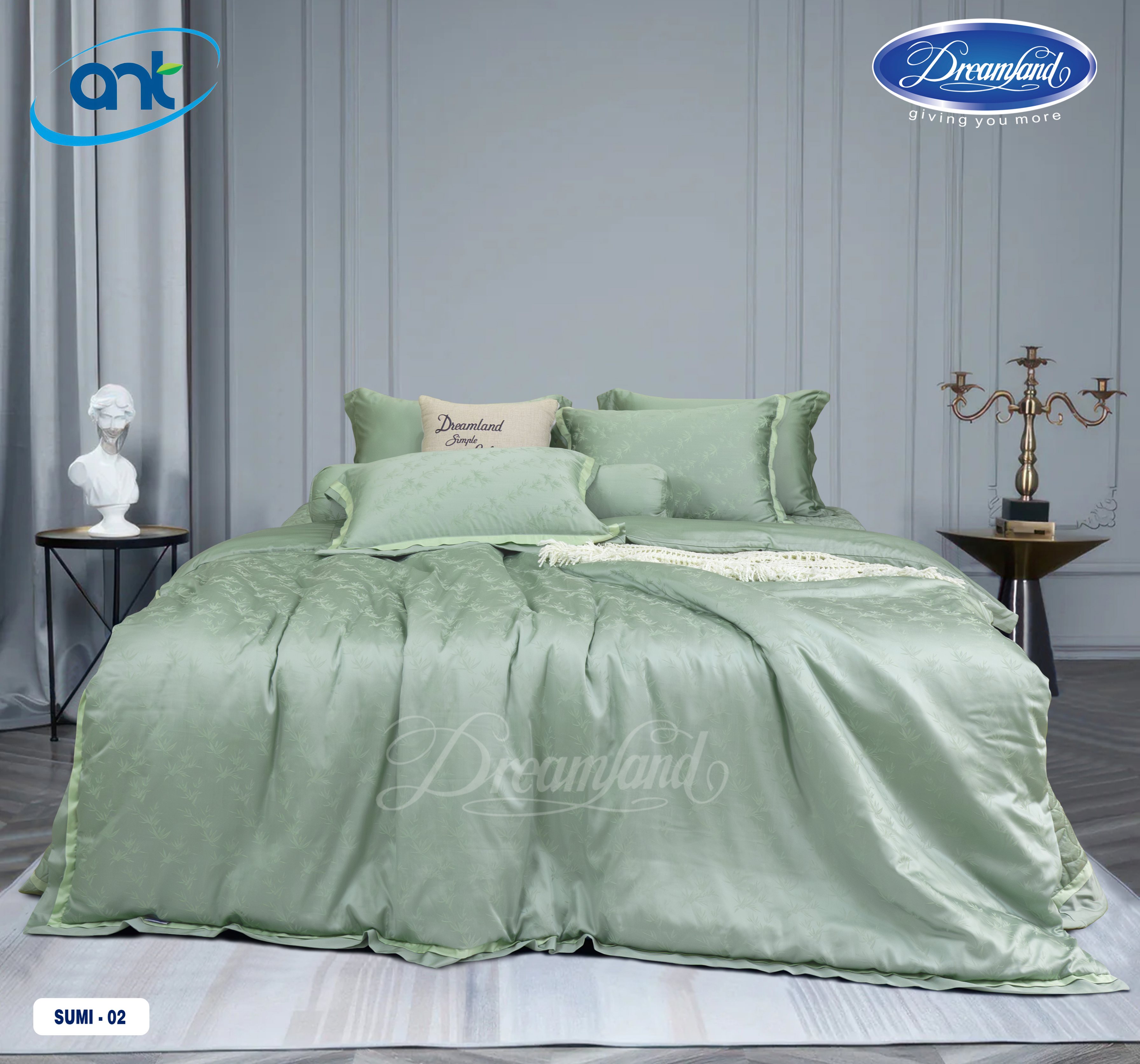 Bộ Chăn Ga Gối Tencel Lụa Jacquar SUMI02