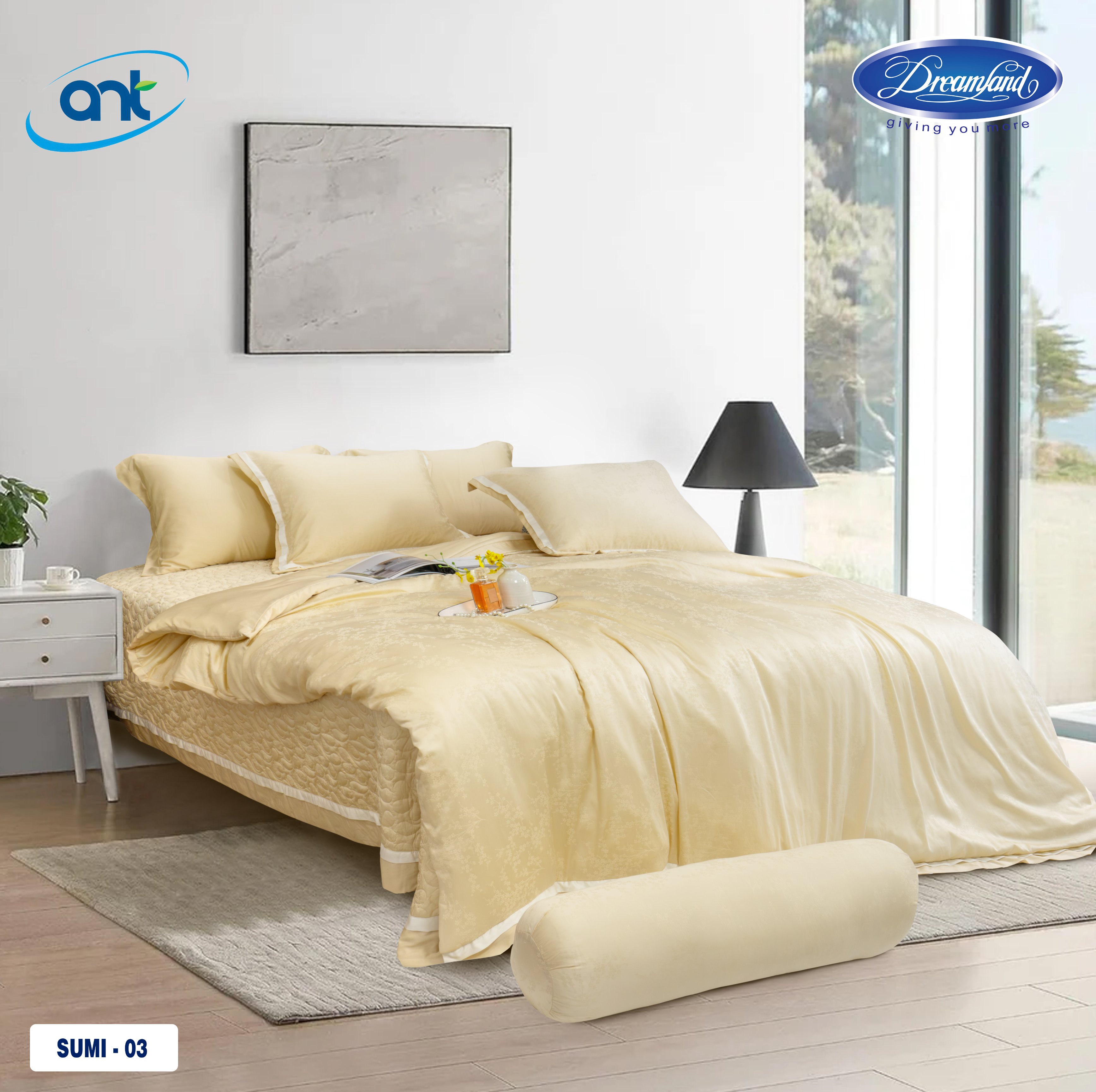 Bộ Chăn Ga Gối Tencel Lụa Jacquar SUMI03