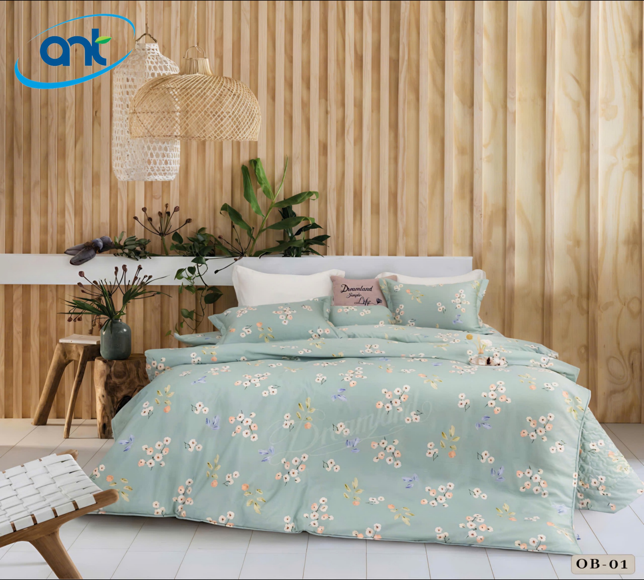 Bộ Chăn Ga Gối Tencel Bambo OB01