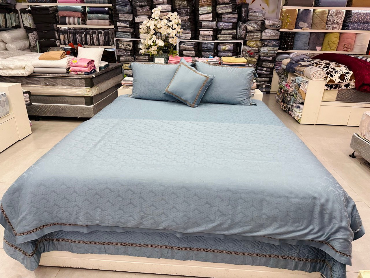 Bộ Chăn Ga Gối Tơ Tằm Cao Cấp TMS05