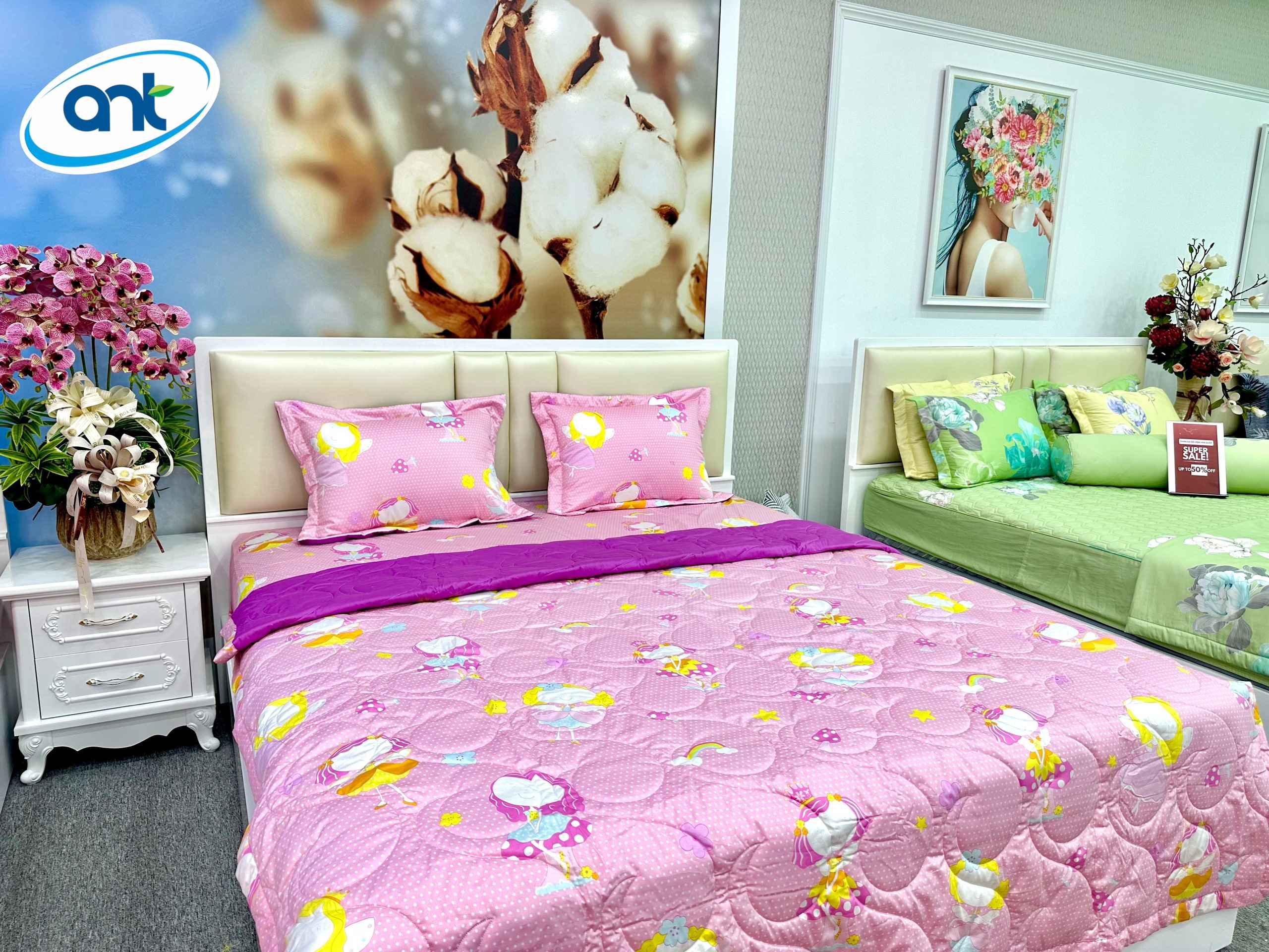 Bộ Chăn Ga Gối Cotton Bamboo KM1