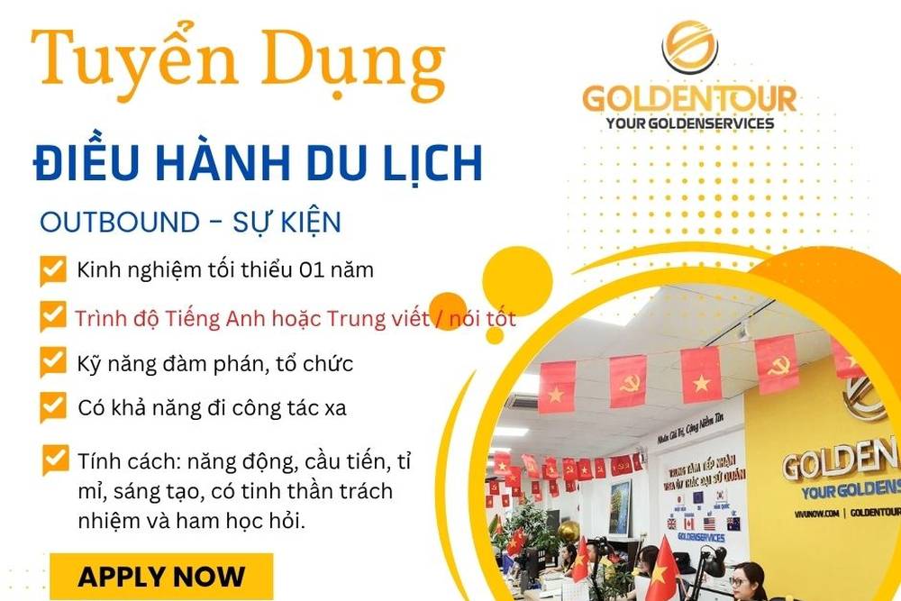 GoldenTour tuyển Nhân Viên Điều hành Du Lịch - Sự kiện, việc làm sáng tạo
