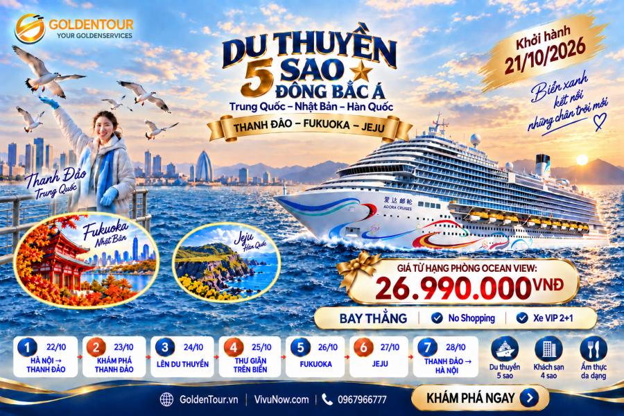 Du thuyền Đông Bắc Á Adora