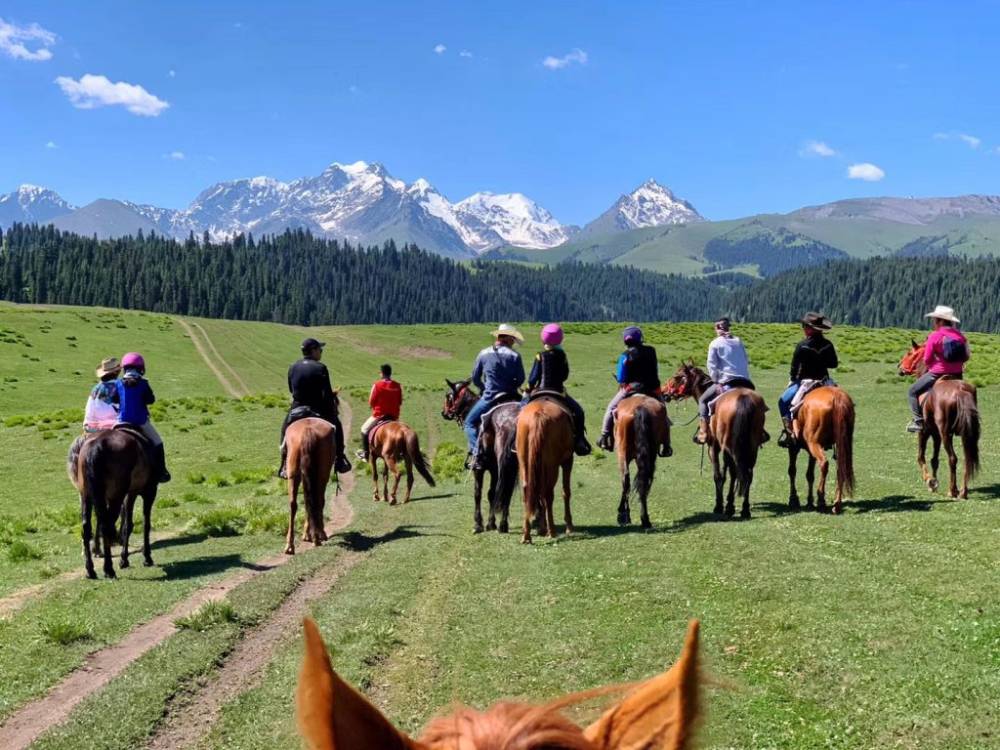 Du khách cưỡi ngựa tại Tân Cương