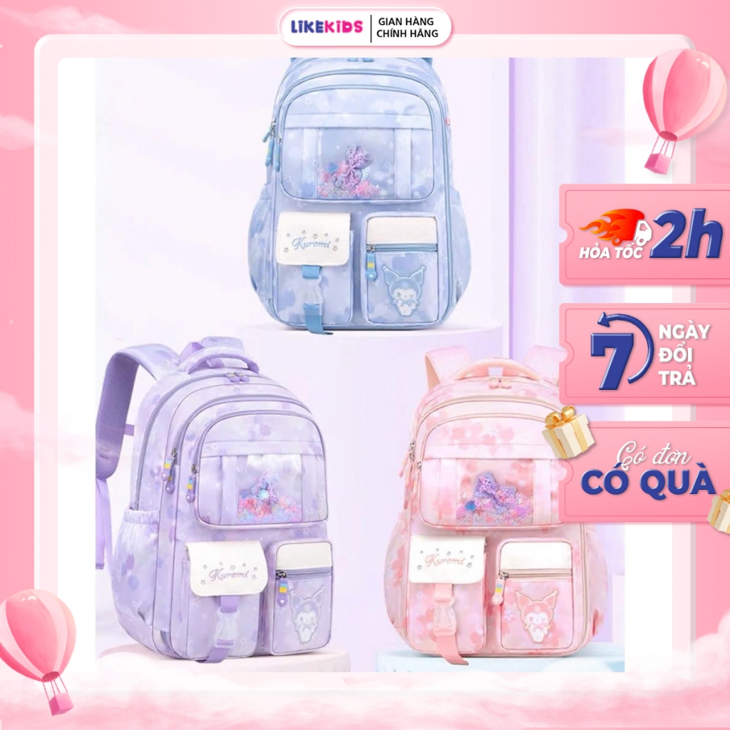 Balo cho bé gái hoạ tiết HOA  15x30x43cm - Likekids