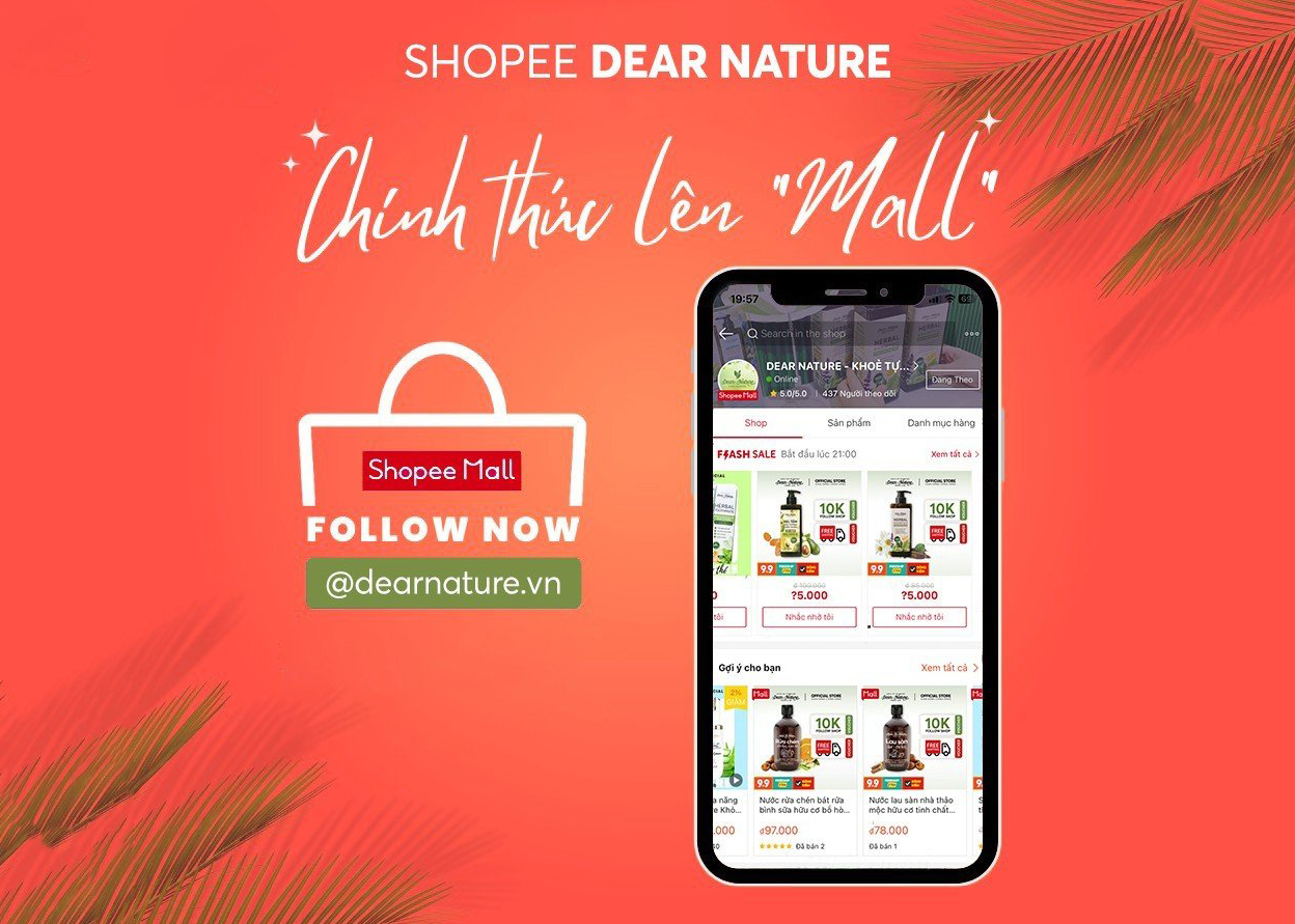 THÔNG BÁO: GIAN HÀNG DEAR NATURE VIETNAM CHÍNH THỨC TRỞ THÀNH SHOPEE MALL