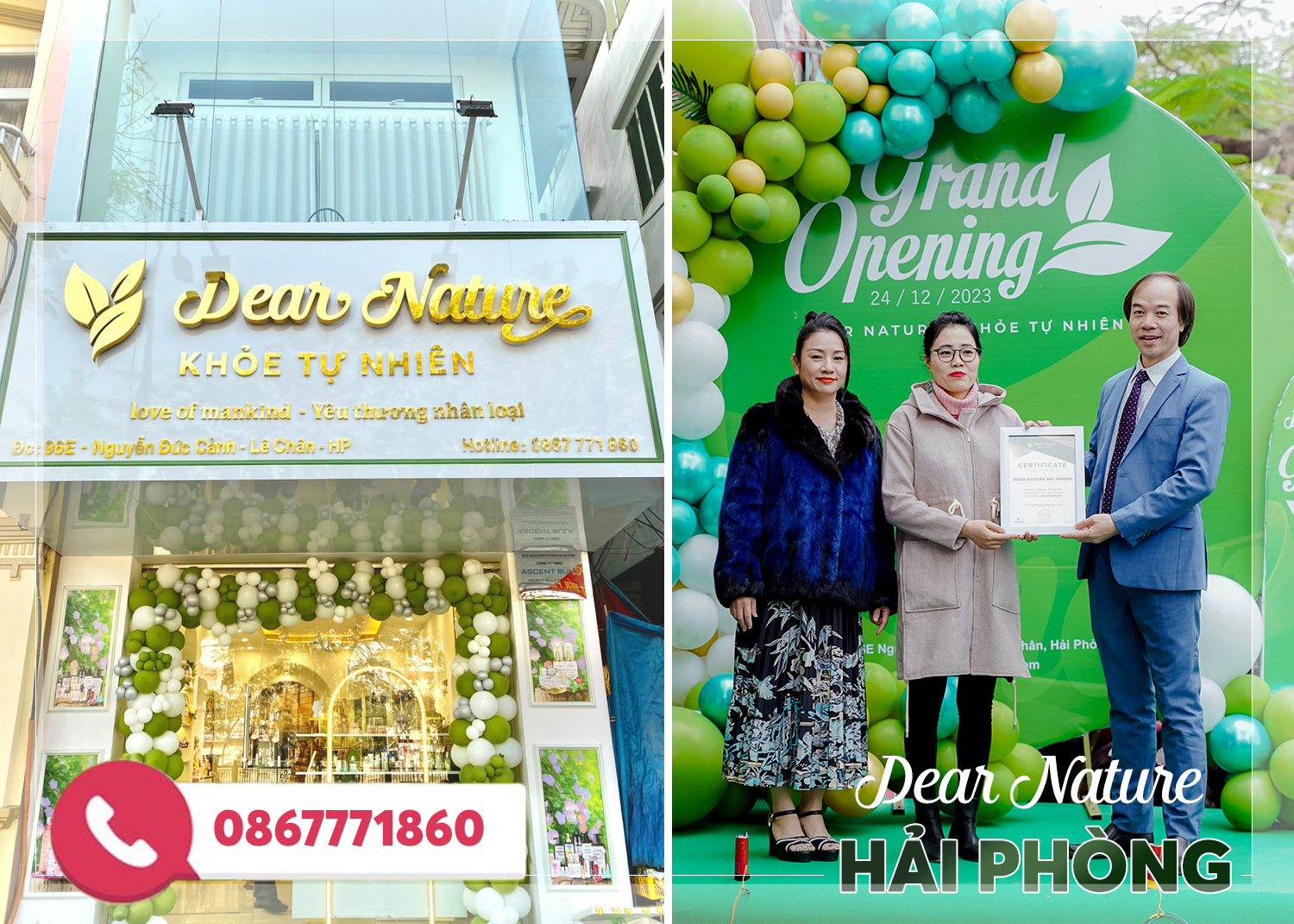 <b>Showroom Dear Nature Miền Bắc</b><p> 96E Nguyễn Đức Cảnh - TP. Hải Phòng