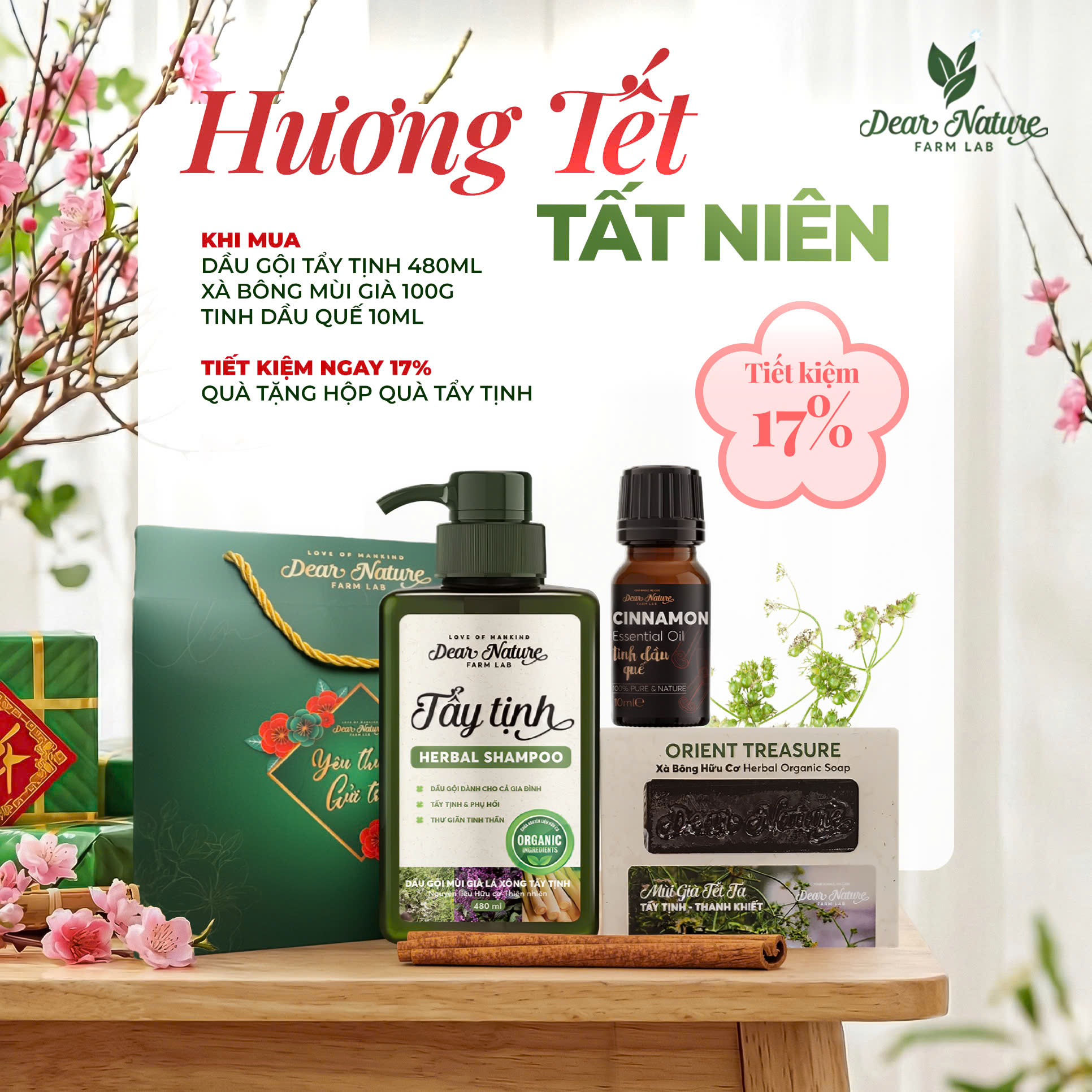 Combo quà Tết Hương Tết Tất Niên dầu gội và xà bông mùi già