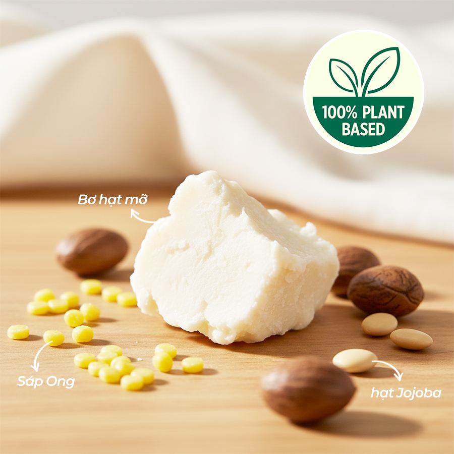 Các loại nền dưỡng thực vật an toàn cho mẹ bầu như Bơ Hạt Mỡ, Sáp Ong, Dầu Jojoba