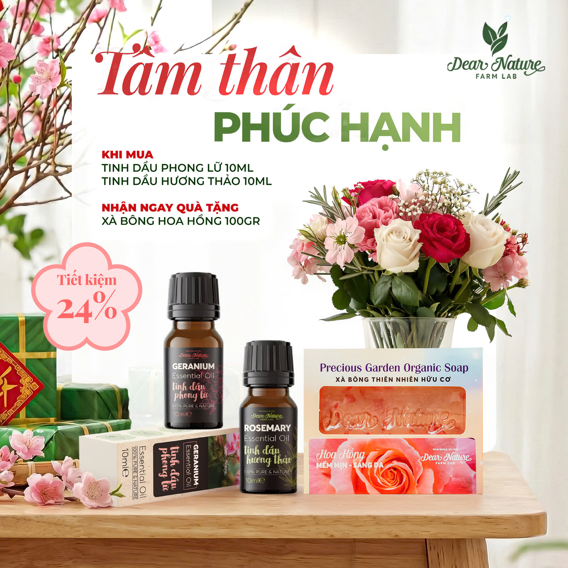 Set quà tặng tinh dầu thiên nhiên Tâm Thân Phúc Hạnh