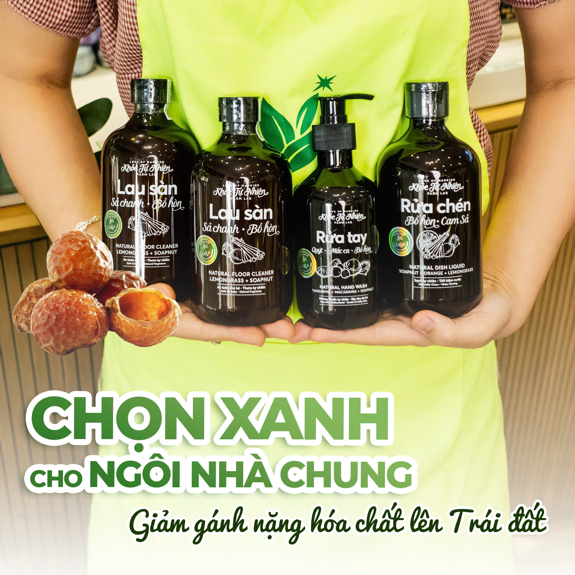 Sử dụng nước rửa chén bồ hòn Dear Nature an toàn cho da tay