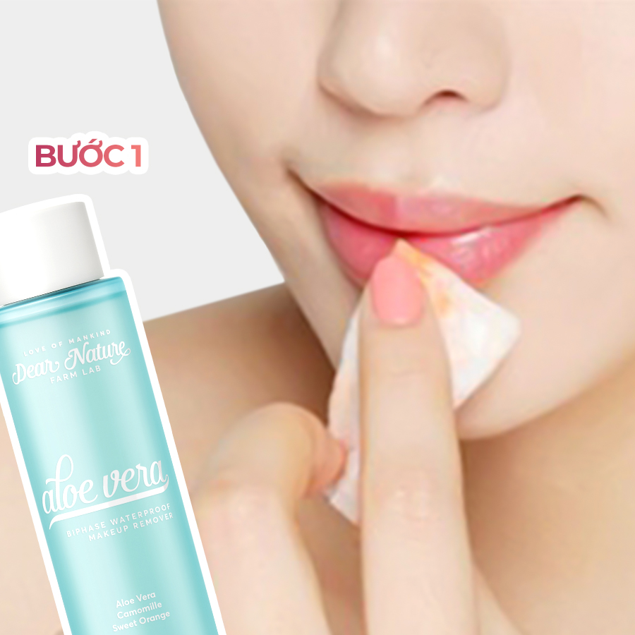 Tẩy trang môi kỹ càng và nhẹ nhàng với Nước tẩy trang Aloe Vera Dear Nature