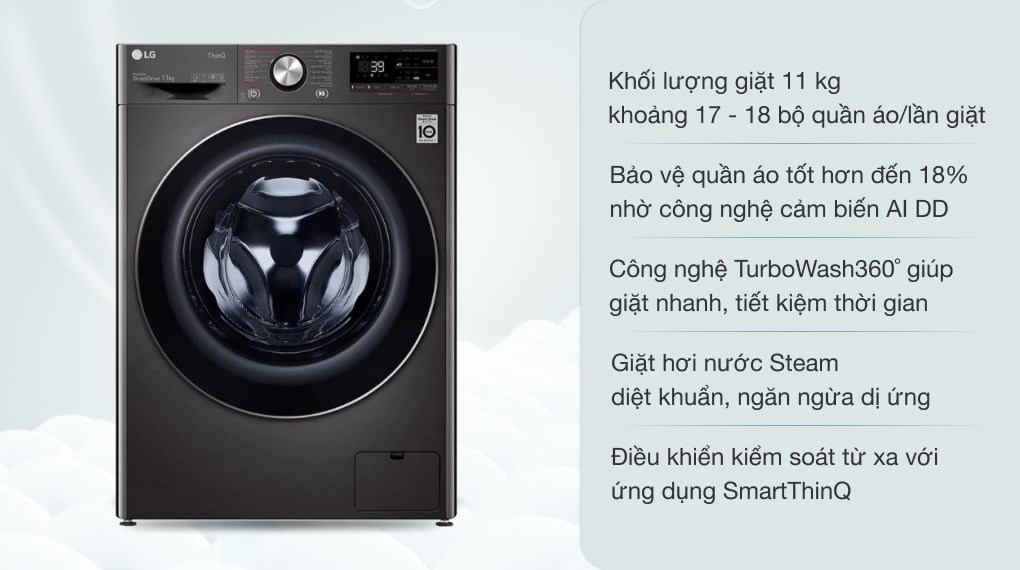 Máy giặt lồng ngang LG 11 Kg FV1411S3B Inverter