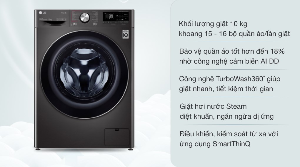 Máy giặt lồng ngang LG 10 Kg FV1410S3B Inverter
