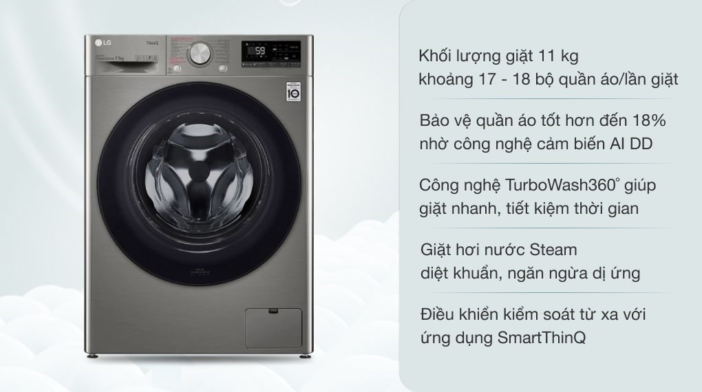 Máy giặt lồng ngang LG 11 Kg FV1411S4P Inverter