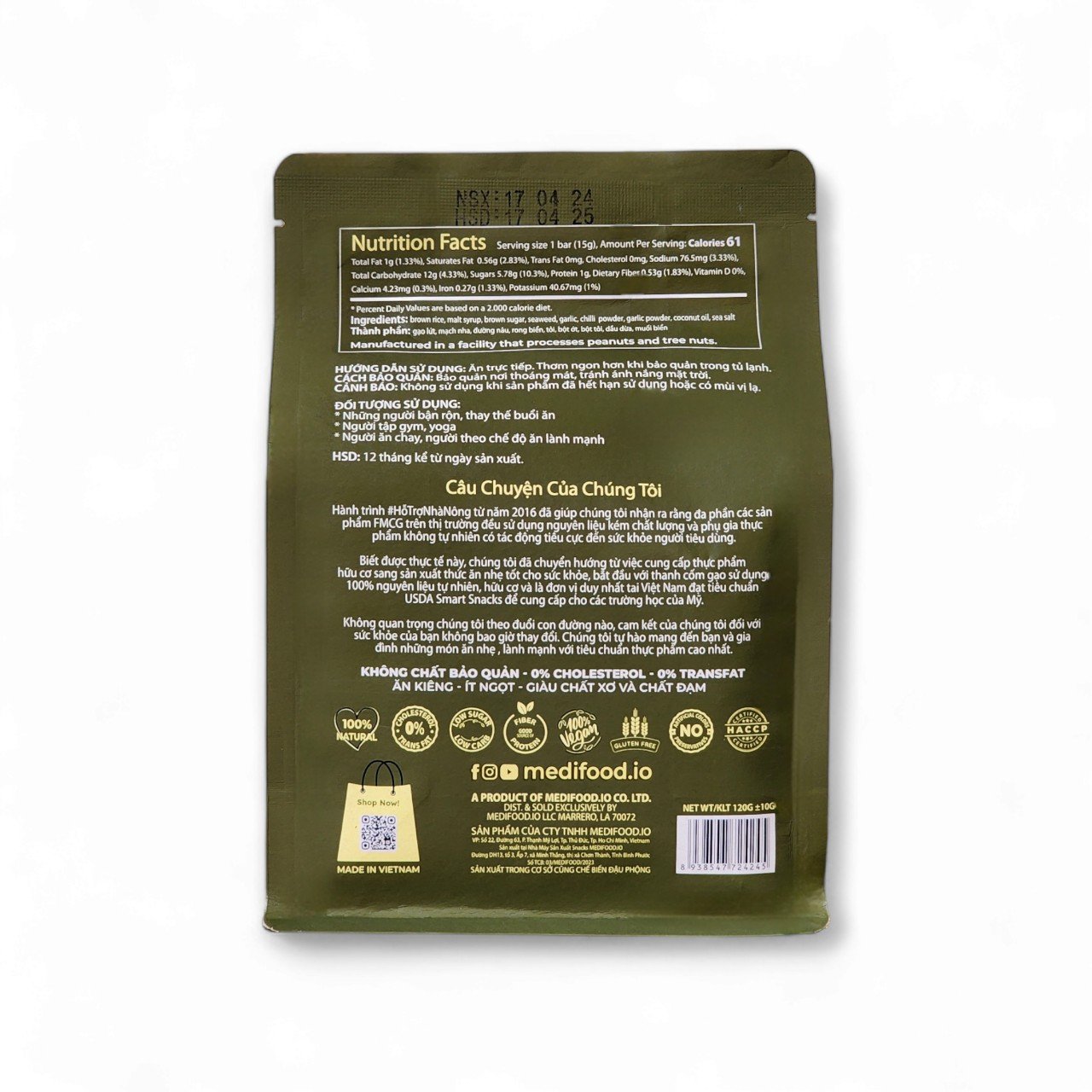 THANH CỐM GẠO LỨT RONG BIỂN TỎI ỚT 21G