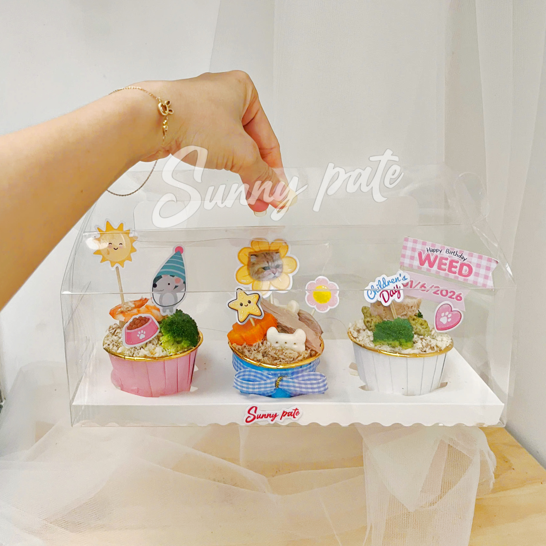 Set CUPCAKE Sunny pate tươi chúc mừng thú cưng