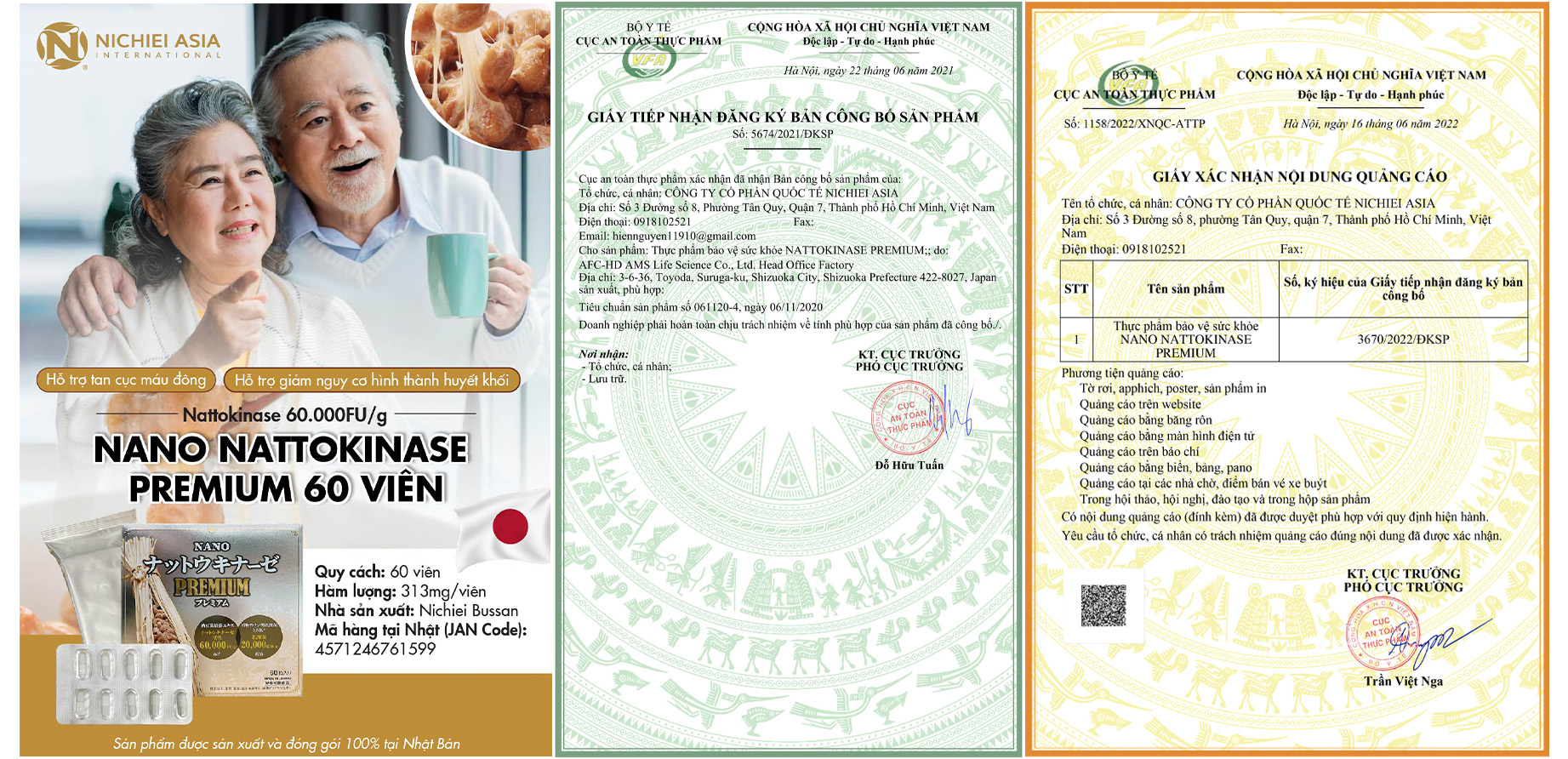 NANO NATTOKINASE PREMIUM 60 VIÊN - THỰC PHẨM BẢO VỆ SỨC KHOẺ Nichiei Asia