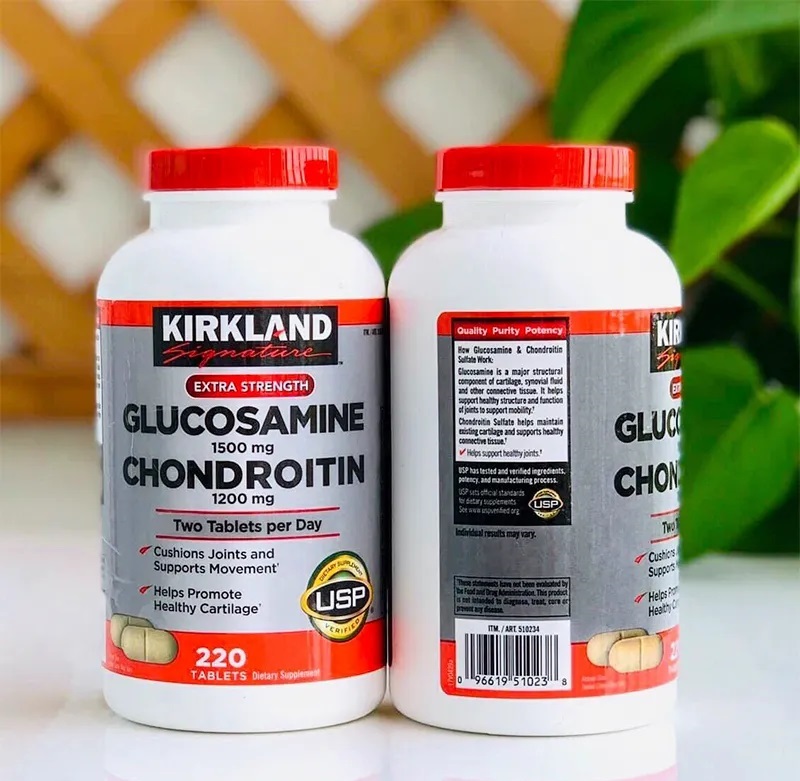 Viên uống bổ khớp Kirkland Glucosamine 1500mg và Chondroitin 1200mg thành phần tự nhiên và an toàn