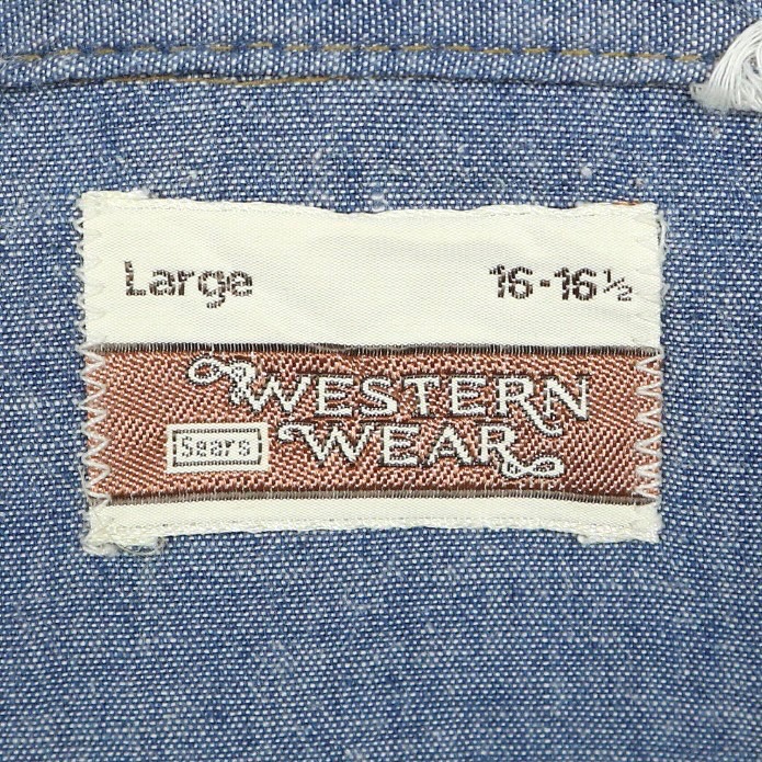 Vintage 70s Sears Roebucks Chambray Western Shirt Size L