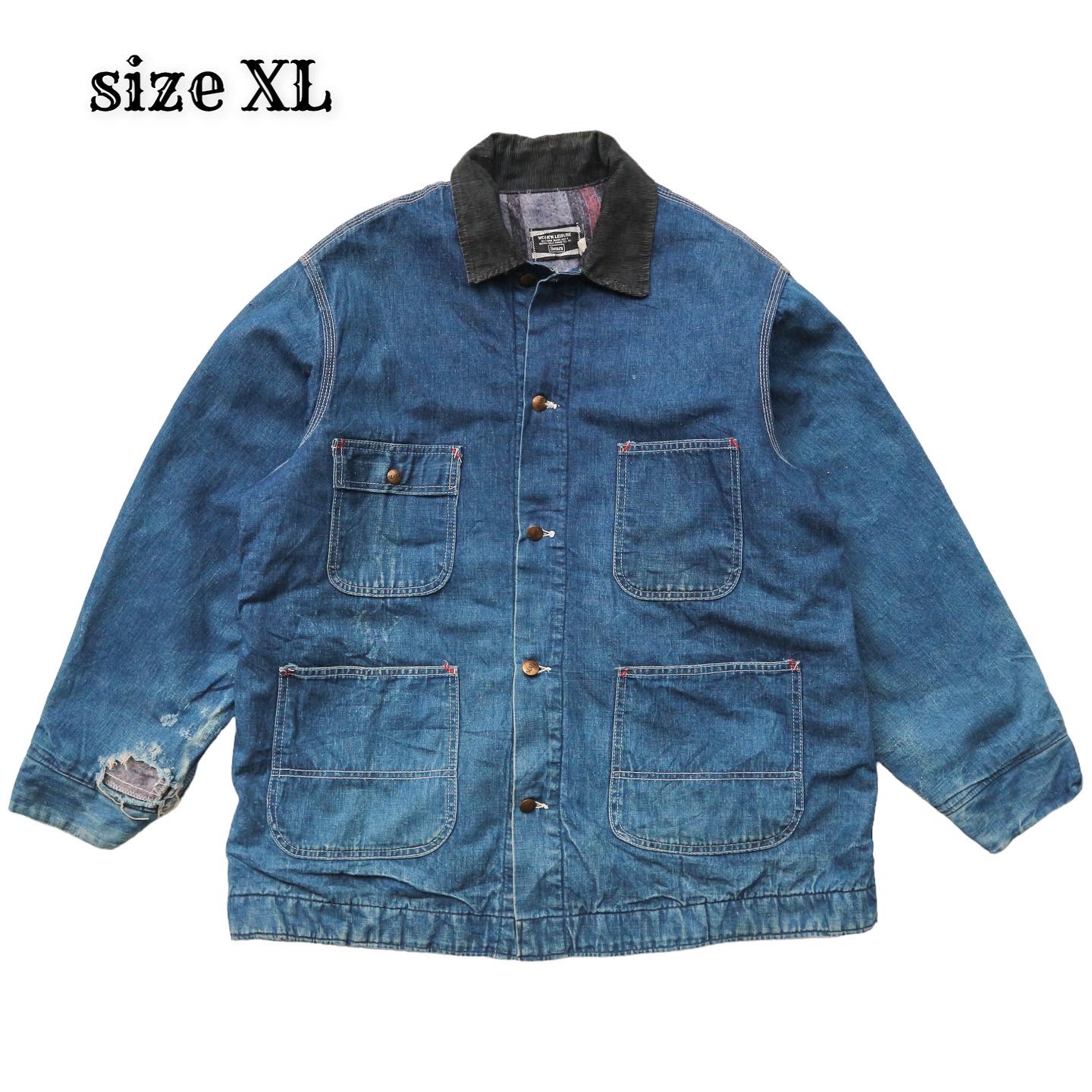 Vintage 70s Sears Denim Coveralls Size XL 