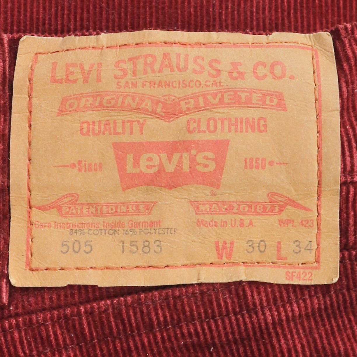 Vintage 70s Levi’s Lot 505 Corduroy Pants Size 30